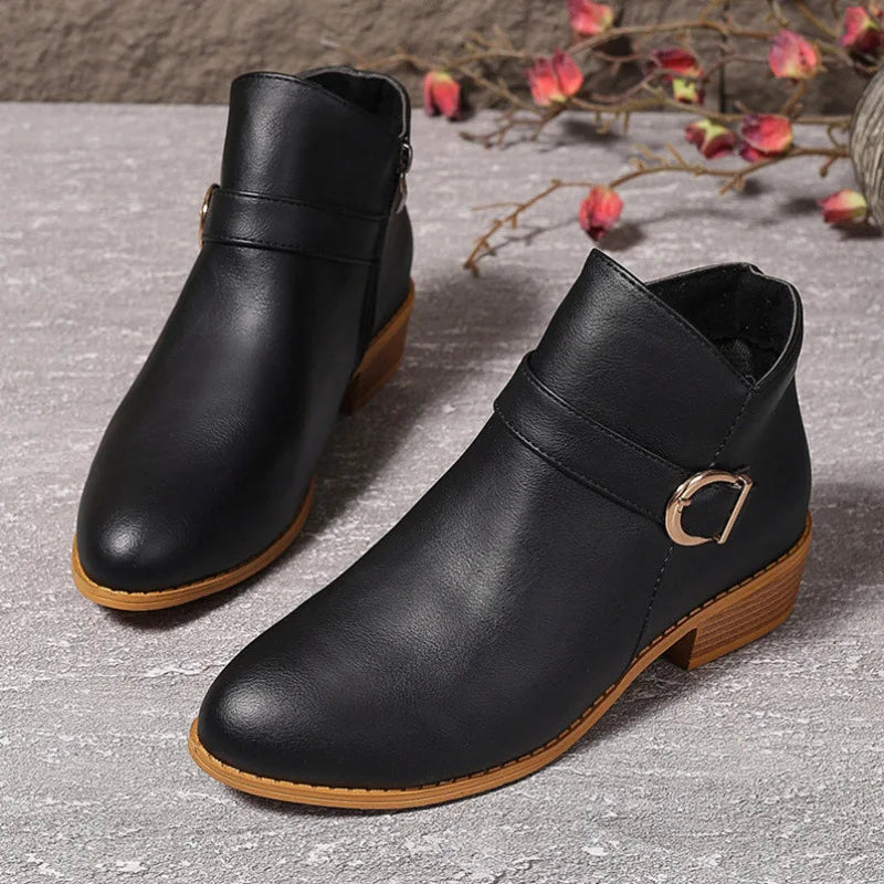 Elena Low Heel Ankle Boots