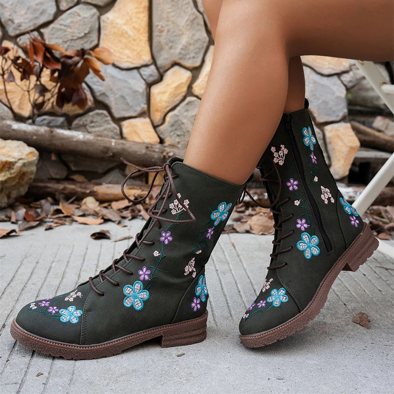 Renata Embroidered Ankle Boots