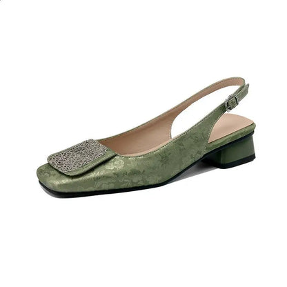 Elina Comfort Square-Toe Sandals - Women's Embroidered Low Heel