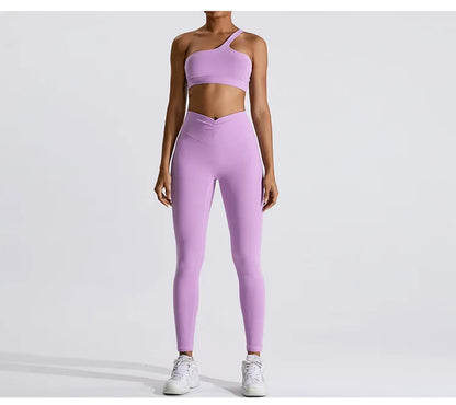 Women One Shoulder Sports Underwear Gym Top Bra Training Women Yoga Bra Stretch High Strength Workout Fitness Women Sports Vest