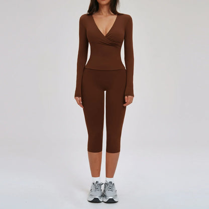 Yoga Suit 2PCS Sports Outfits Women Quick-Drying Gym Set Women Tracksuit Running Workout Long Sleeve Sports Shirt Yoga Clothing