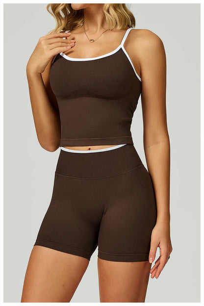 Seamless Sports Fitness Vest with Chest Pad Summer Shockproof Beauty Back Nude Feeling Suit Pilates Training Yoga Top Yoga Bras