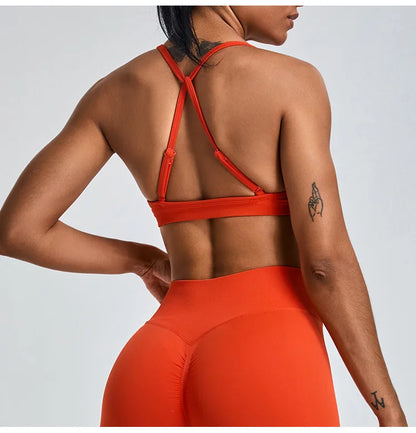 Women Sports Underwear Scrunch Push-up High Support Adjustable Thin Shoulder Strap Tank Fitness Top Seamless Workout Yoga Bras