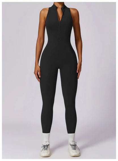 Zipper Yoga Jumpsuit Fitness Sports Overalls Gym Clothing Set Yoga Wear Pilates Workout Clothes Women Outfit Push Up Activewear