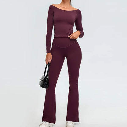 Yoga Set Women's Tracksuit 2 Pieces Workout Sportswear Running Gym Clothing High Waist Leggings Fitness Long Sleeved Sports Suit