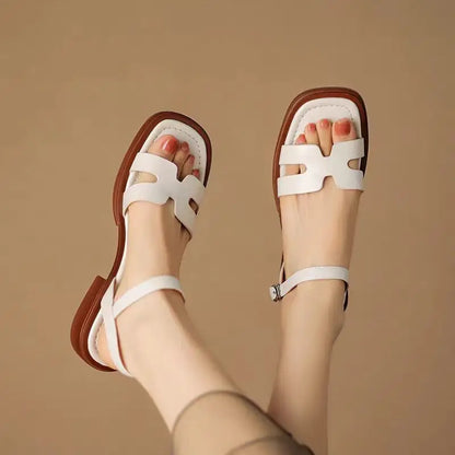 Mia Strappy Ankle Sandals – Women’s Square Heel Slip-Ons