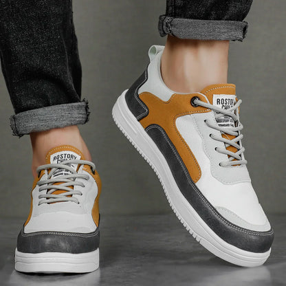 Matteo Leather Canvas Sneakers – Lightweight Breathable Fit for Men
