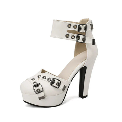 Valeria Studded Platform Heels – Women’s 12.5cm Buckle Sandals