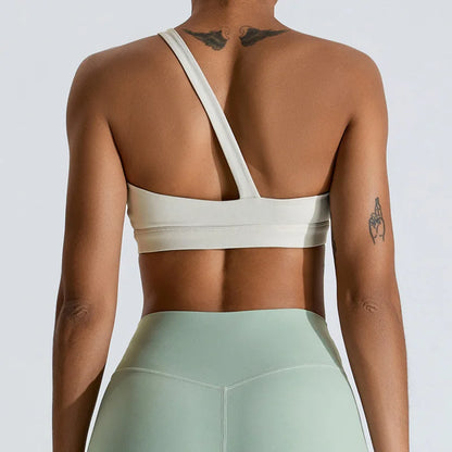 Women One Shoulder Sports Underwear Gym Top Bra Training Women Yoga Bra Stretch High Strength Workout Fitness Women Sports Vest