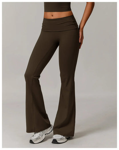Flare Leggings Yoga Pants Women High Waist Wide Leg Yoga Pants Gym Sports Slim Flared Tights Pants Control Tummy Dance Trousers