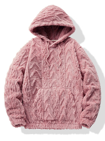 Geometric Jacquard Teddy Hoodie & Jogging Pants